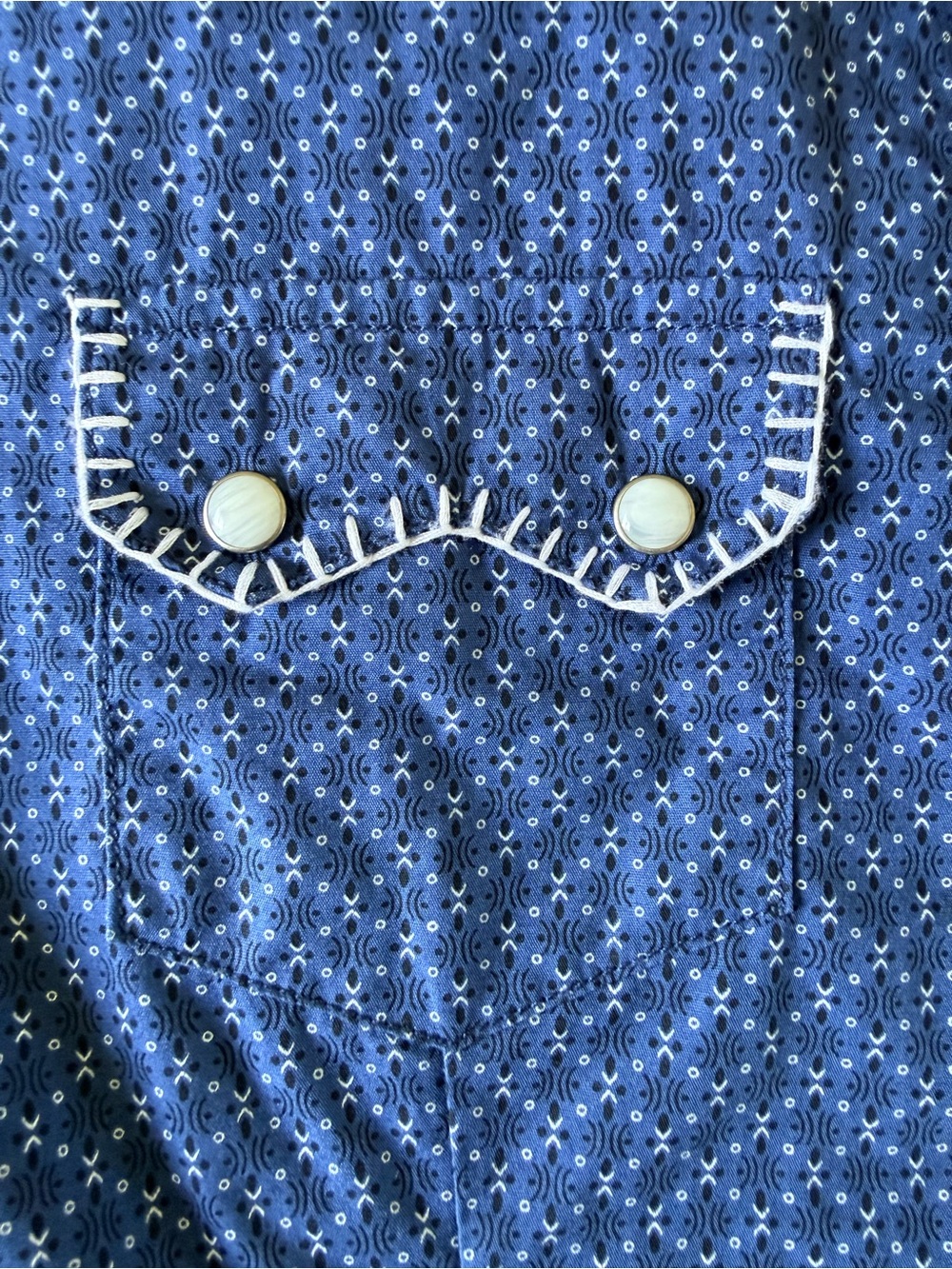 Panhandle Rough Stock Blue Western Pearl Snap Shirt XXL Whipstitch Geo Rodeo - Picture 5 of 13
